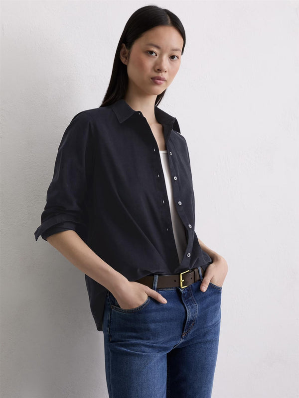 Blouse, kent collar, Night Blue