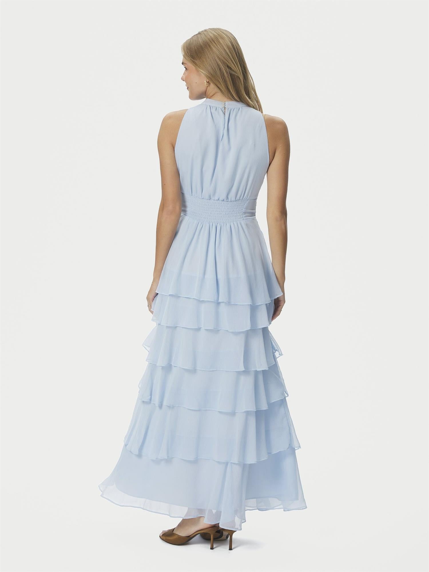 Marli Solid Chiffon Dress, Light Blue