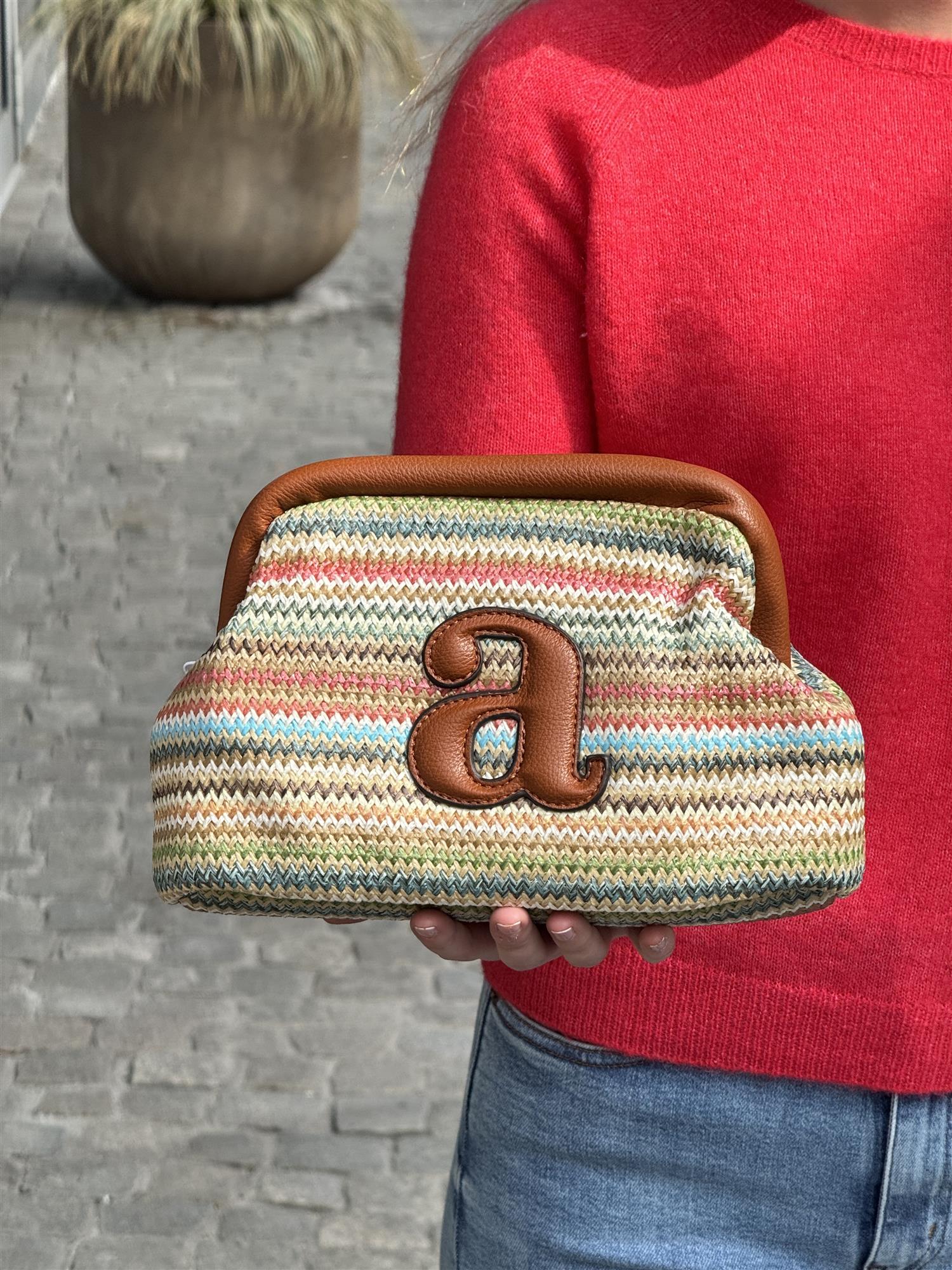 Raffia Clutch Stripe