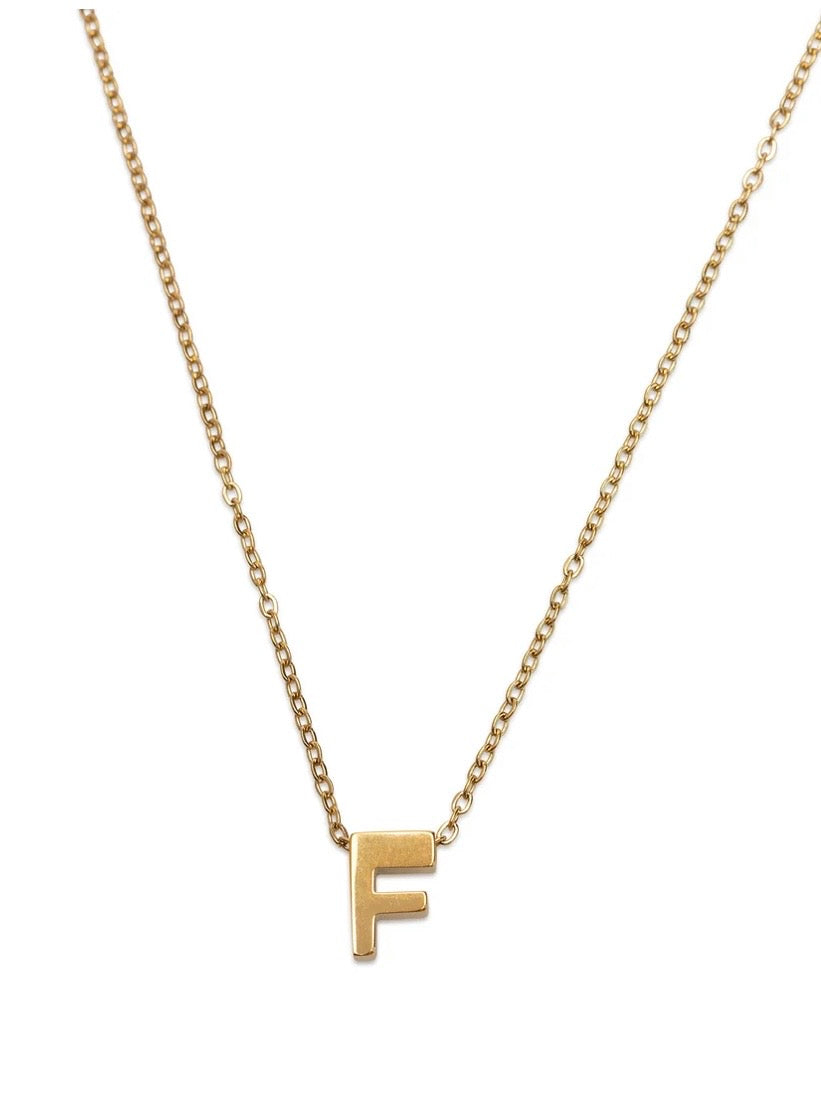 Viola - Letter Necklace Stainless Steel Gold - F