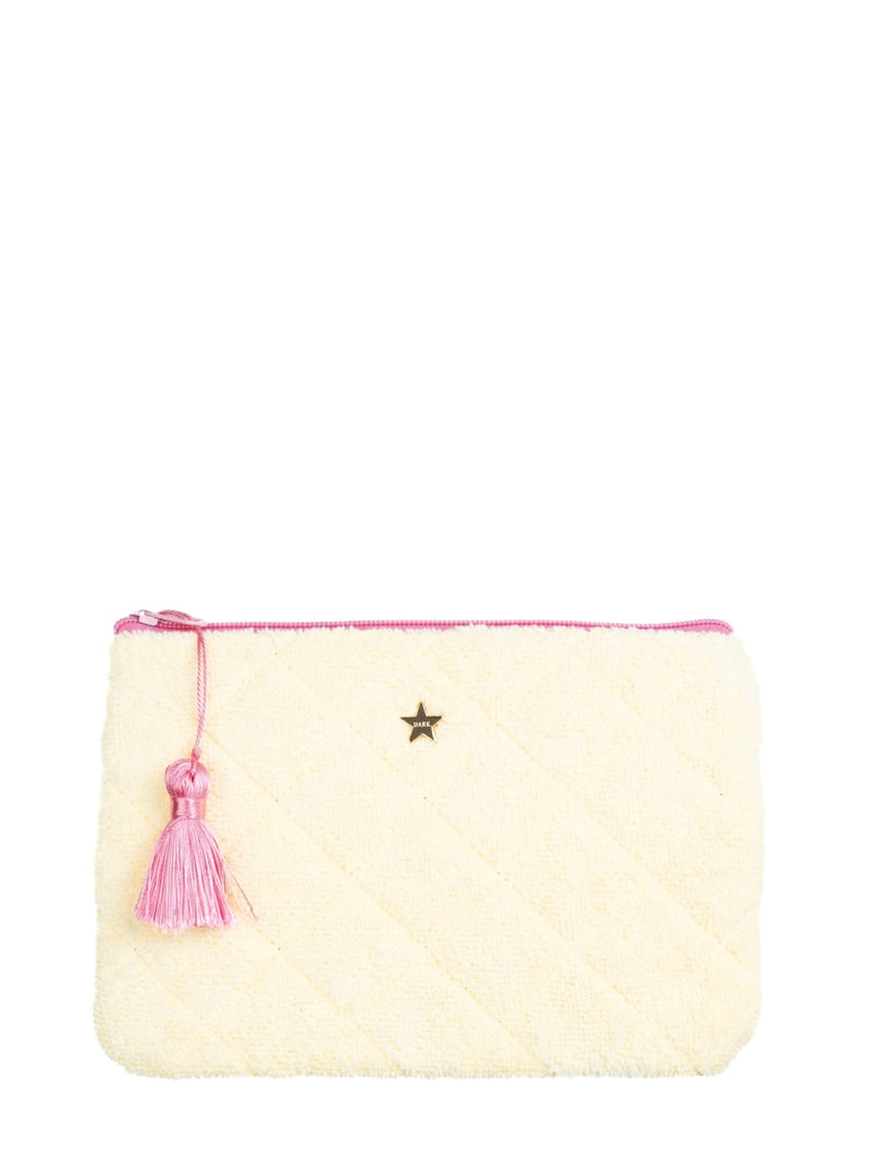 Terry Quilted Small Pouch, Pale Yellow