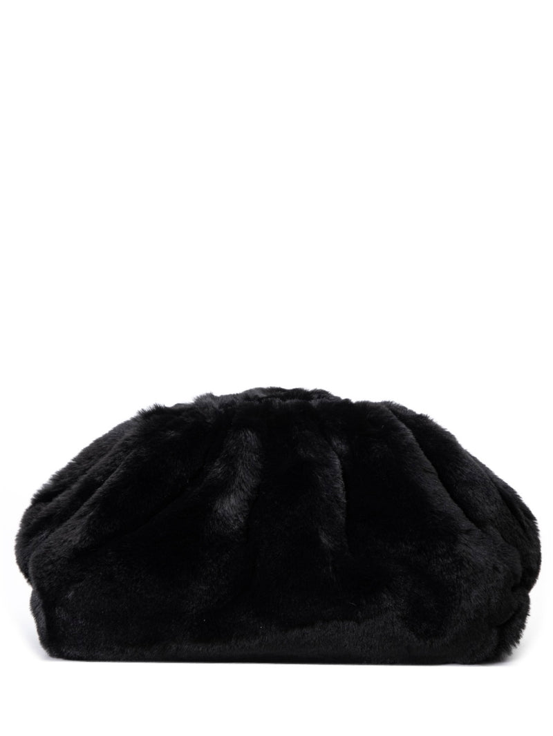 Faux Fur Small Pounch, Black