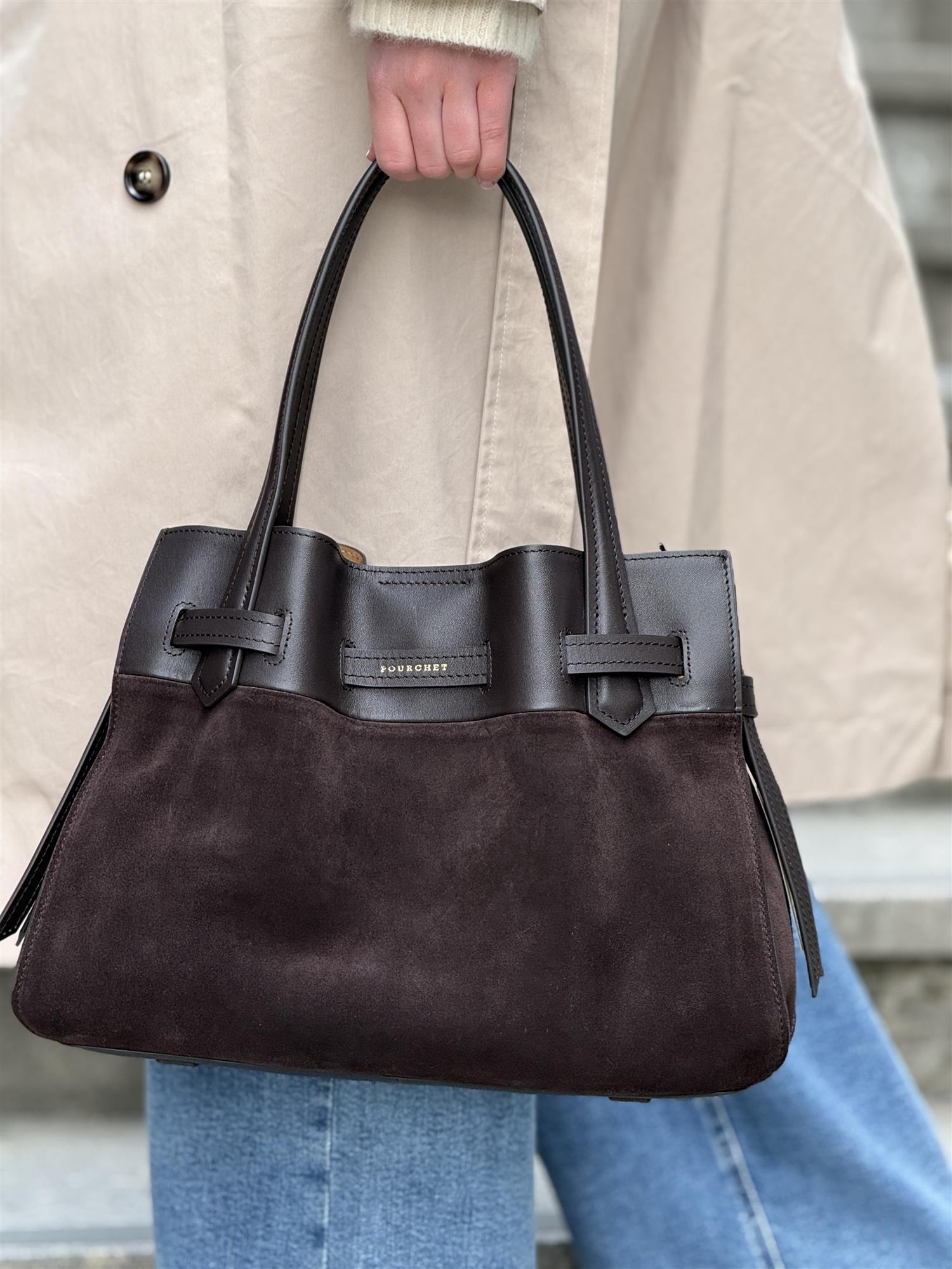 Blossom Large Suede, Dark Brown