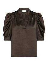 Roella Heavy Sateen Blouse, Dark Brown