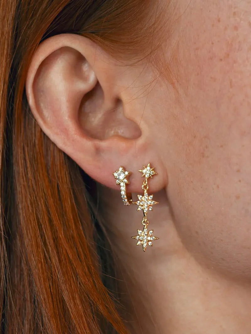 Aurora - Dangling Crystal Star Stud Earrings