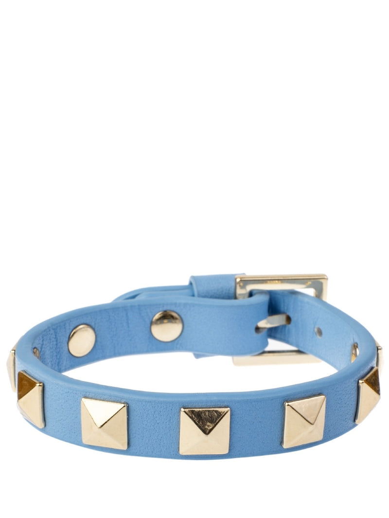 Leather Stud Bracelet, Ibiza Blue