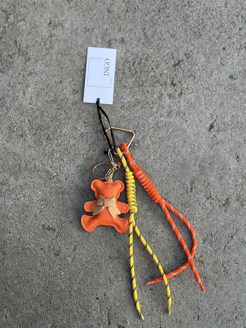 Bag Charm, Orange Leather Bear