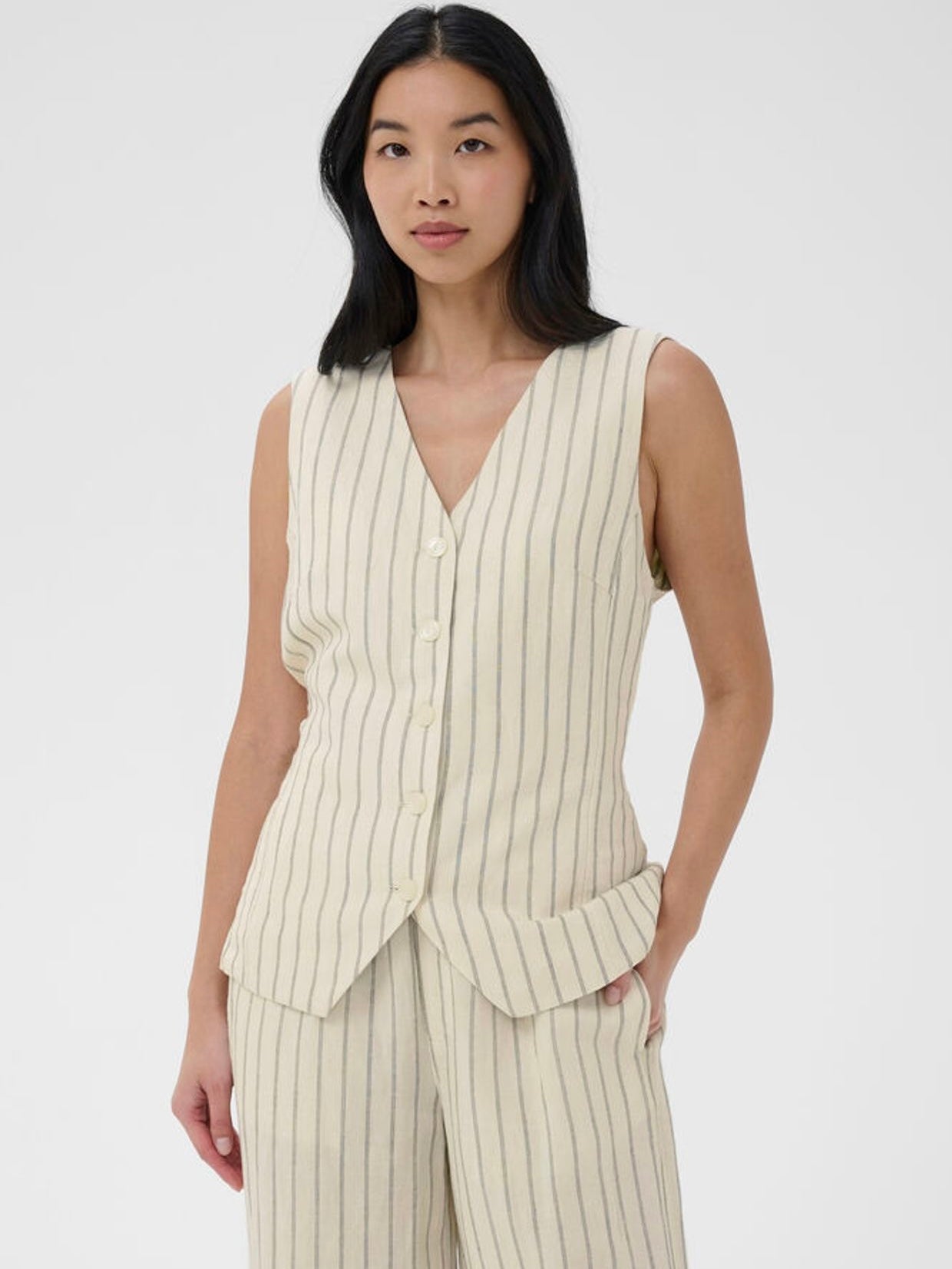 Binta PW Waistcoat, Black Stripe