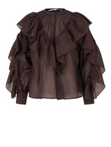 Fria Frill Blouse, Chocolate Plum