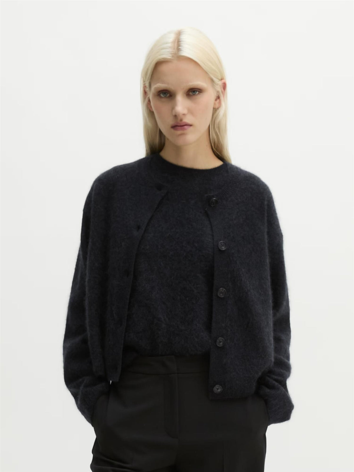 Cardigan, Round-neck, Burnt Coffee
