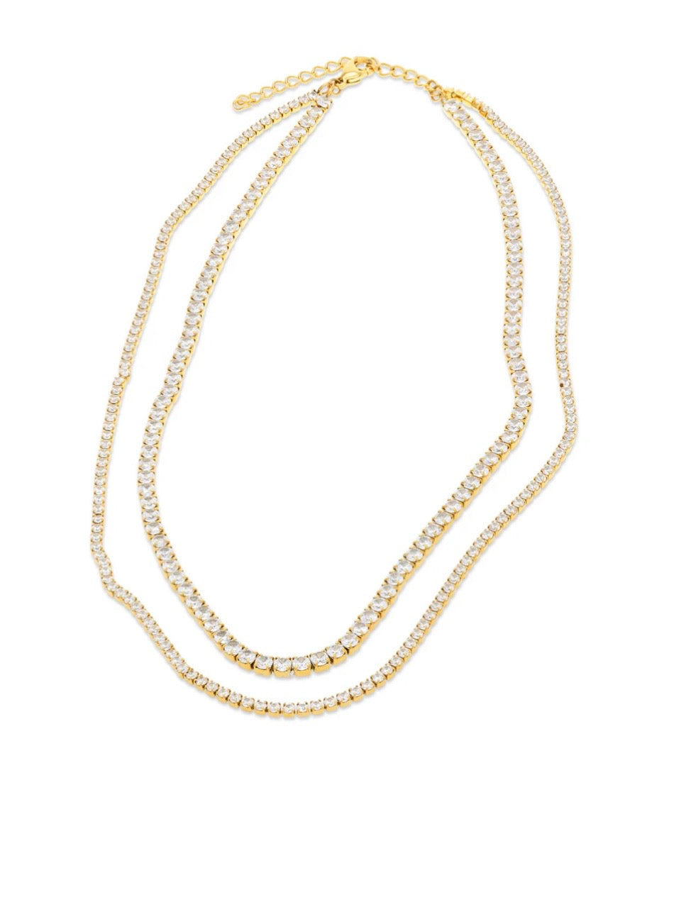 Melina - Crystal Necklace Stainless Steel - Gold