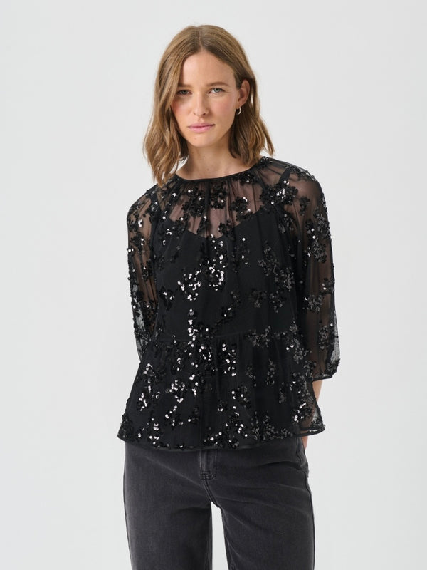 Vivan PW Blouse, Black Sequins