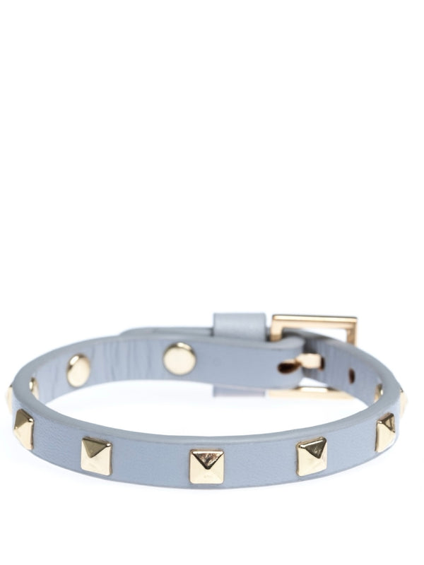 Mini Leather Stud Bracelet, Light grey