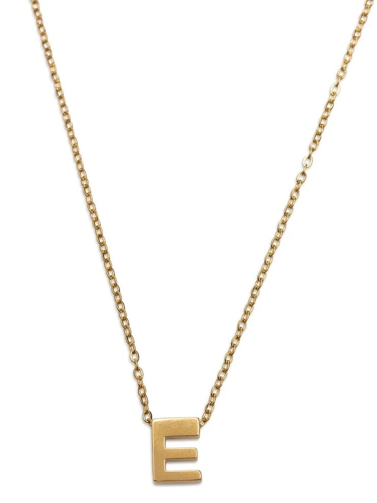 Viola - Letter Necklace Stainless Steel Gold - E