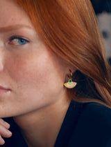Adira - Green Fan Hoop Earrings Stainless Steel