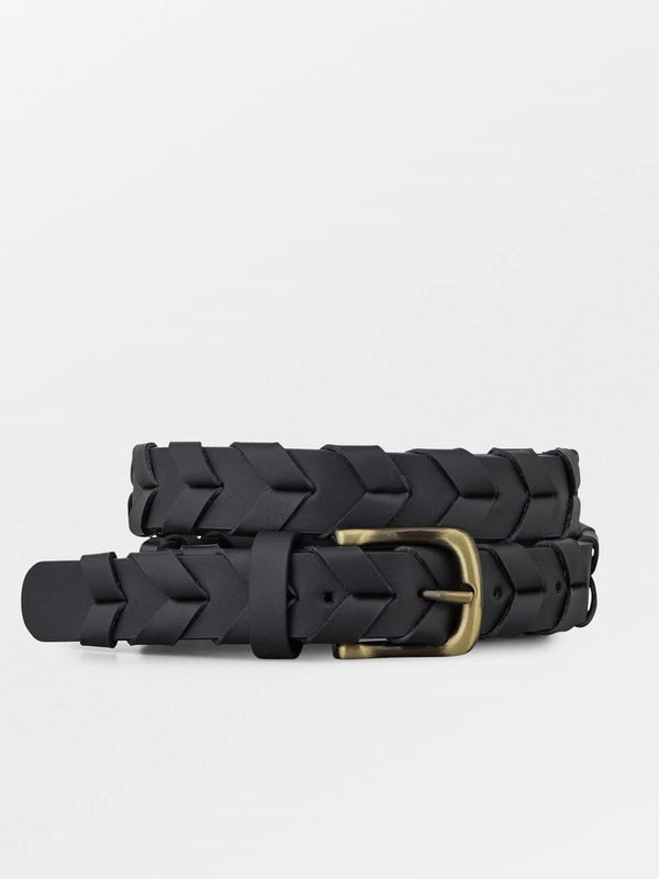 Braided Lena Leather Belt, Black