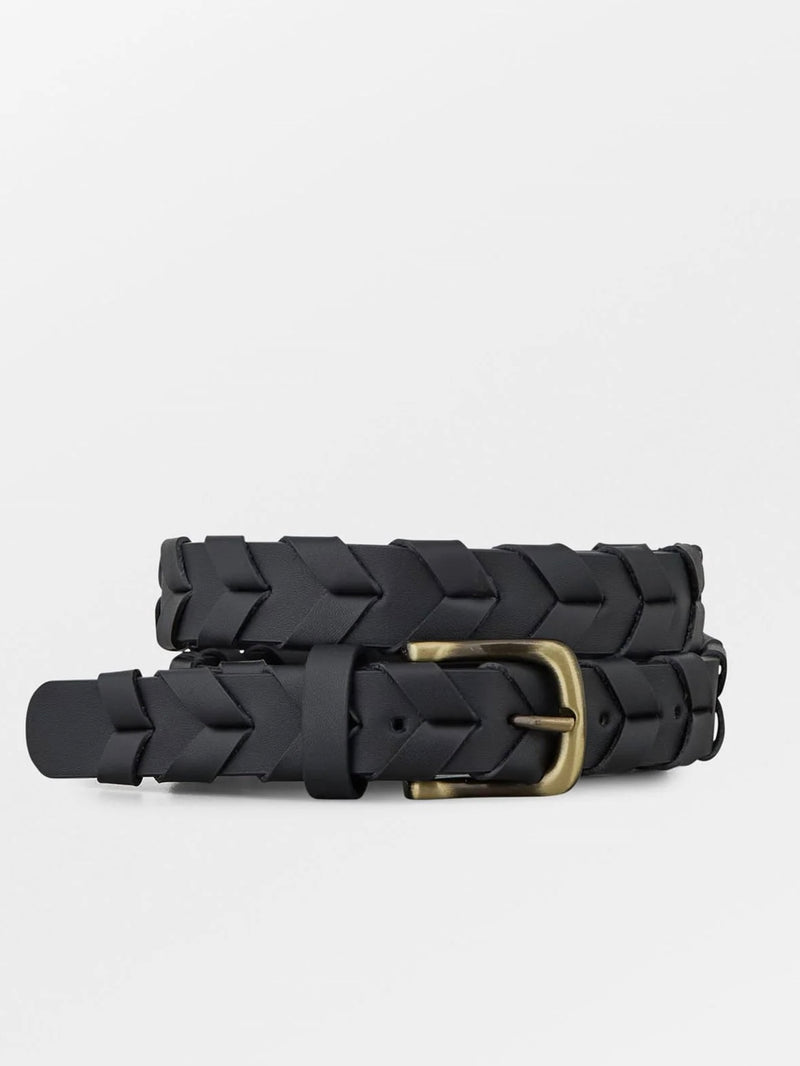 Braided Lena Leather Belt, Black