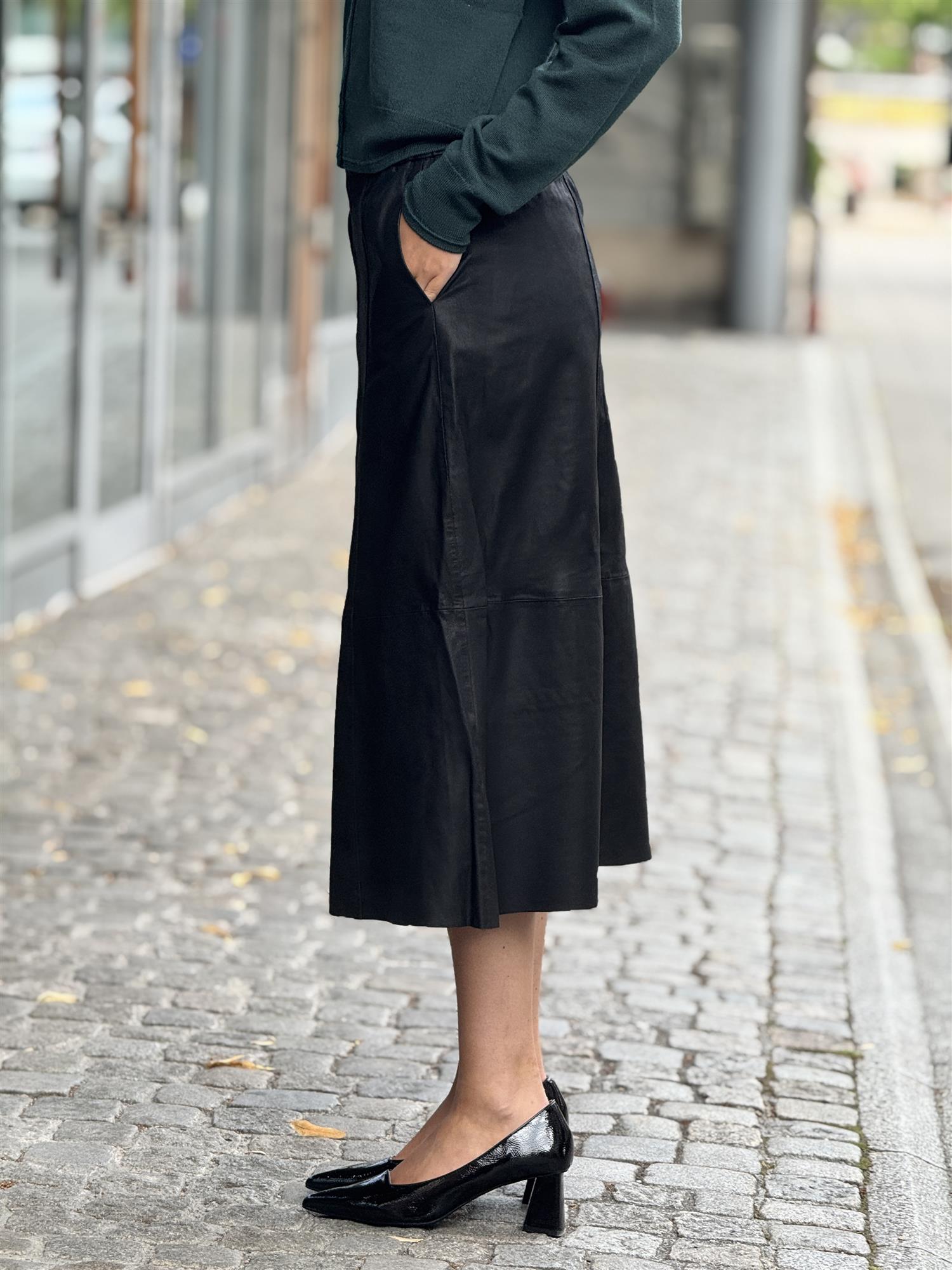 BTF Sophie Leather Skirt, Black