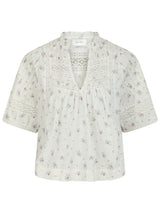 Siama Dobby Flower Blouse, Off white