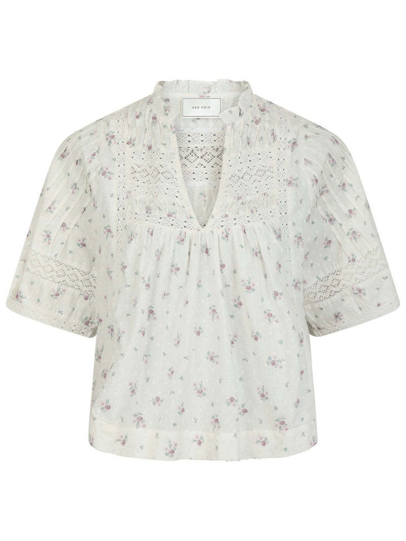Siama Dobby Flower Blouse, Off white
