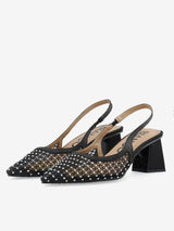 BIAMARALYN Slingback Rhinestone Mesh, Black