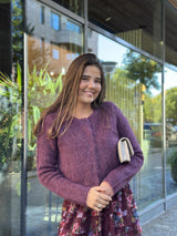 Hairy Knit Jacket, Burgundy