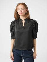 Roella Heavy Sateen Blouse, Black