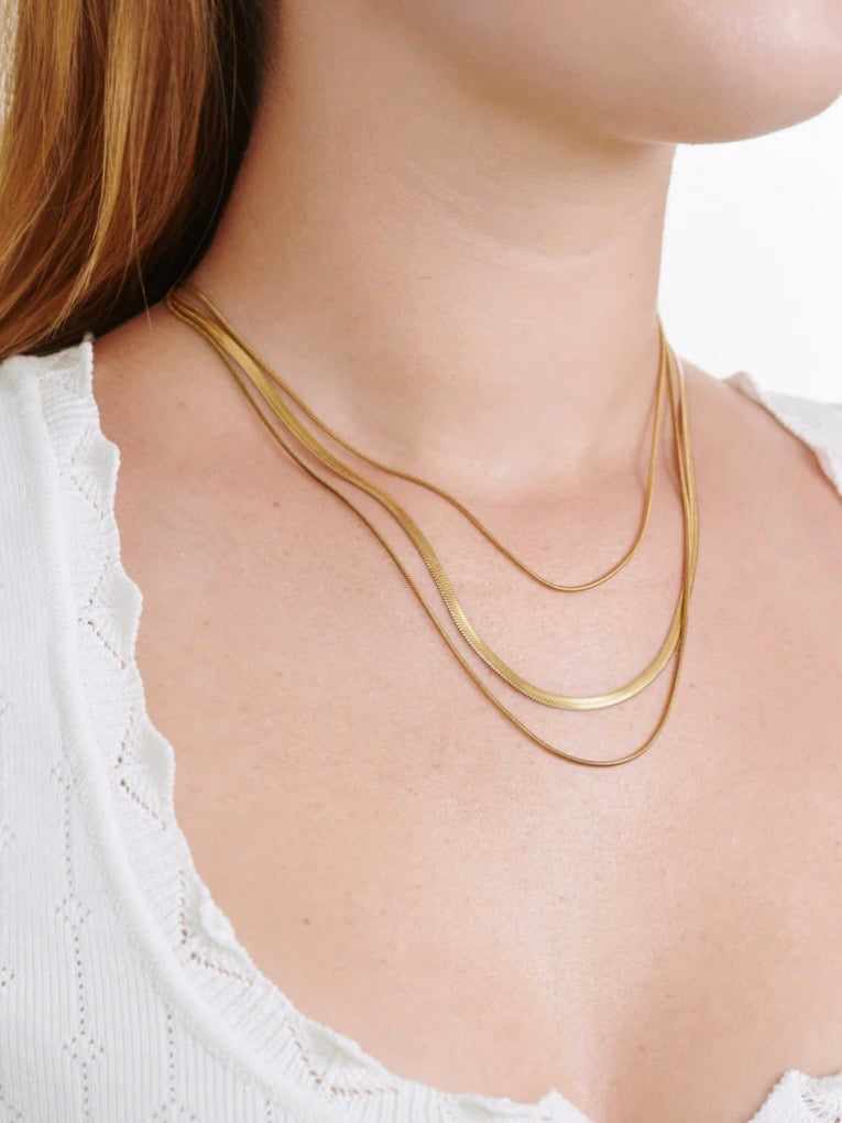 Matilde - Triple Chain Necklace Stainless Steel - Gold
