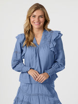 Mauri S Voile Blouse, Smoke Blue