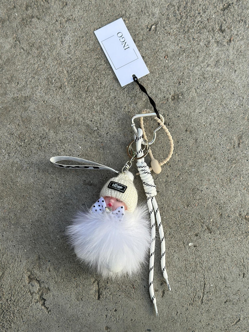 Bag Charm, White Babyface