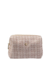 Tweed Make-Up Pouch Small, Warm Taupe