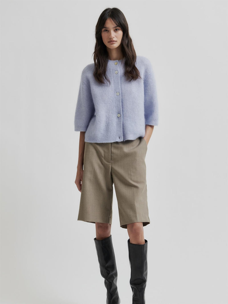 Andrea Knit Rib Cardigan, Blue