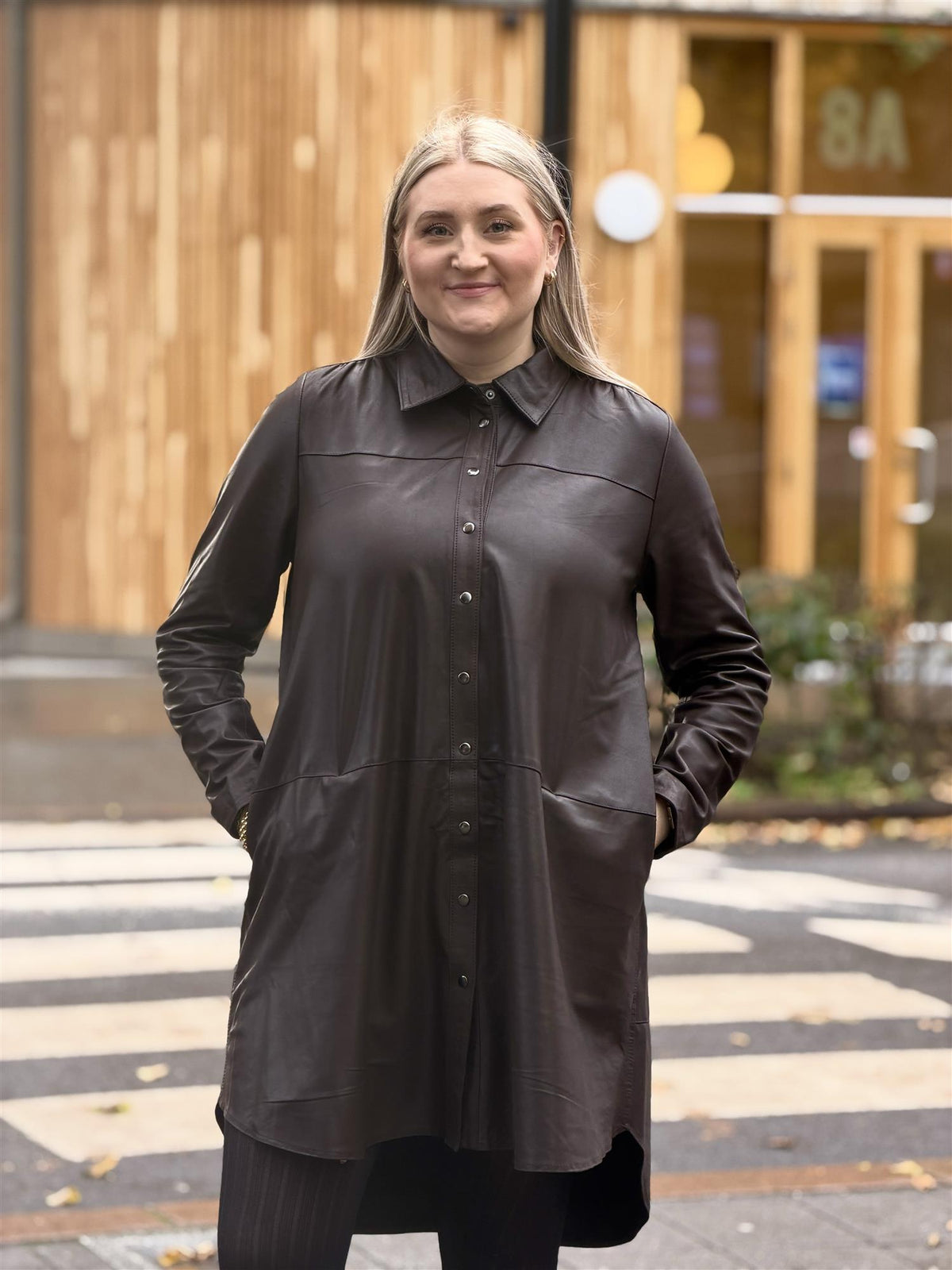 Oversized Shirt Dress, Brown