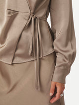 Caprina Heavy Sateen Blouse, Taupe