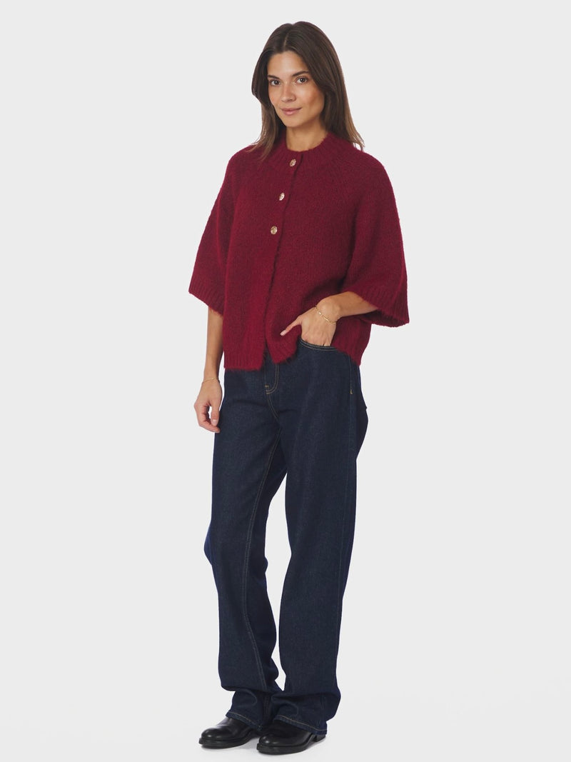 Benuta Fluffy Knit Cardigan, Red