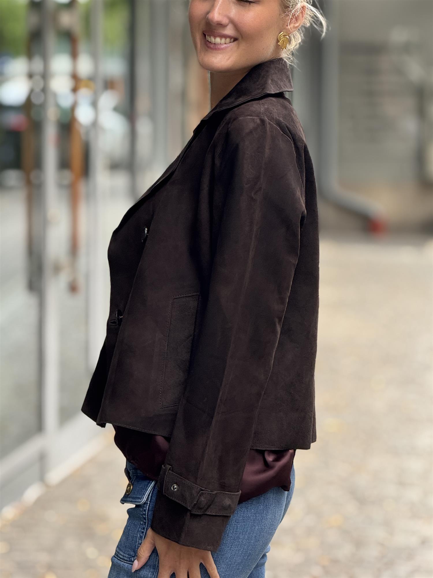 BTF Jolie Suede Jacket, Dark Brown