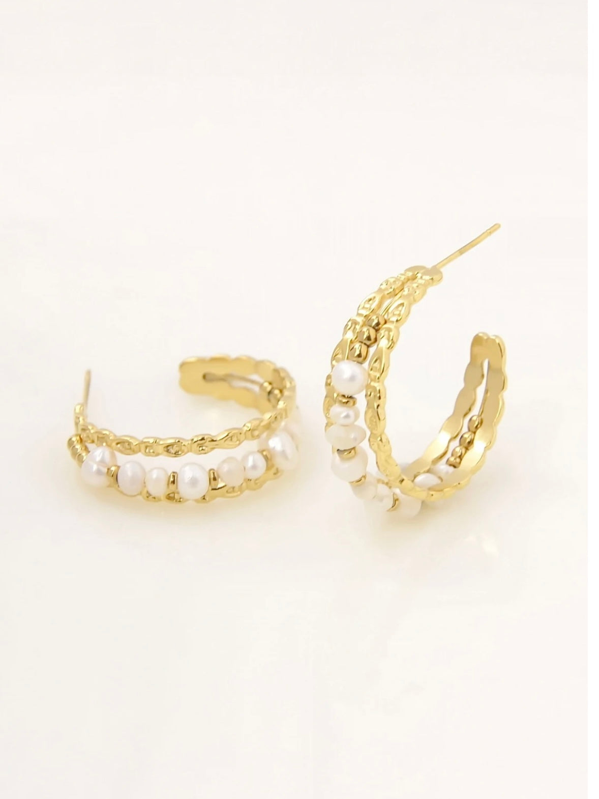 Earrings, Hoop, freshwater pearls