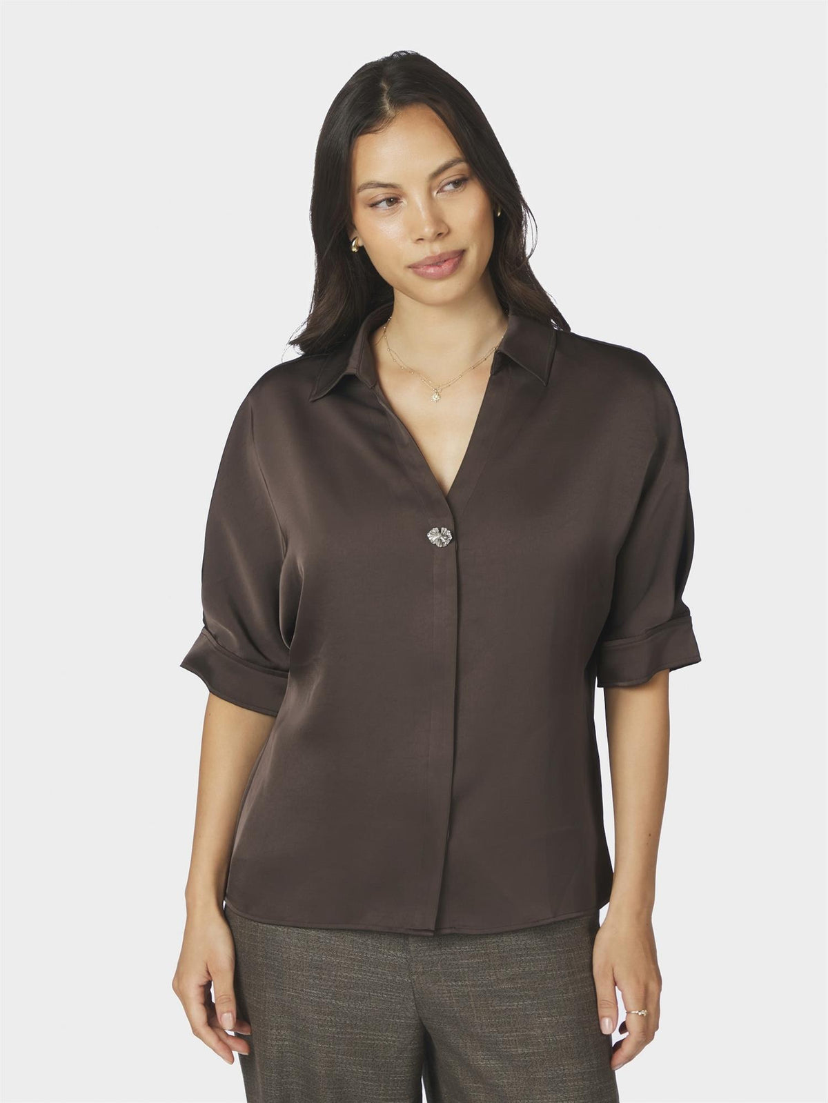 Carm Heavy Sateen Shirt, Dark Brown