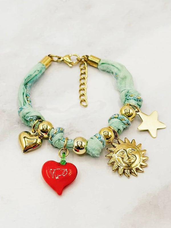 Bracelet, Gold/Green