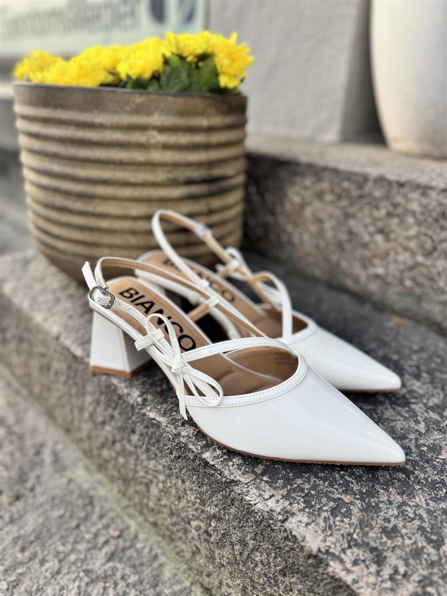 BIAMARALYN Strappy Bow Slingback Faux Leather