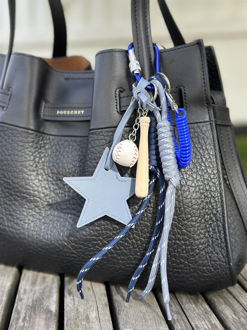 Bag Charm, Blue Leather Star