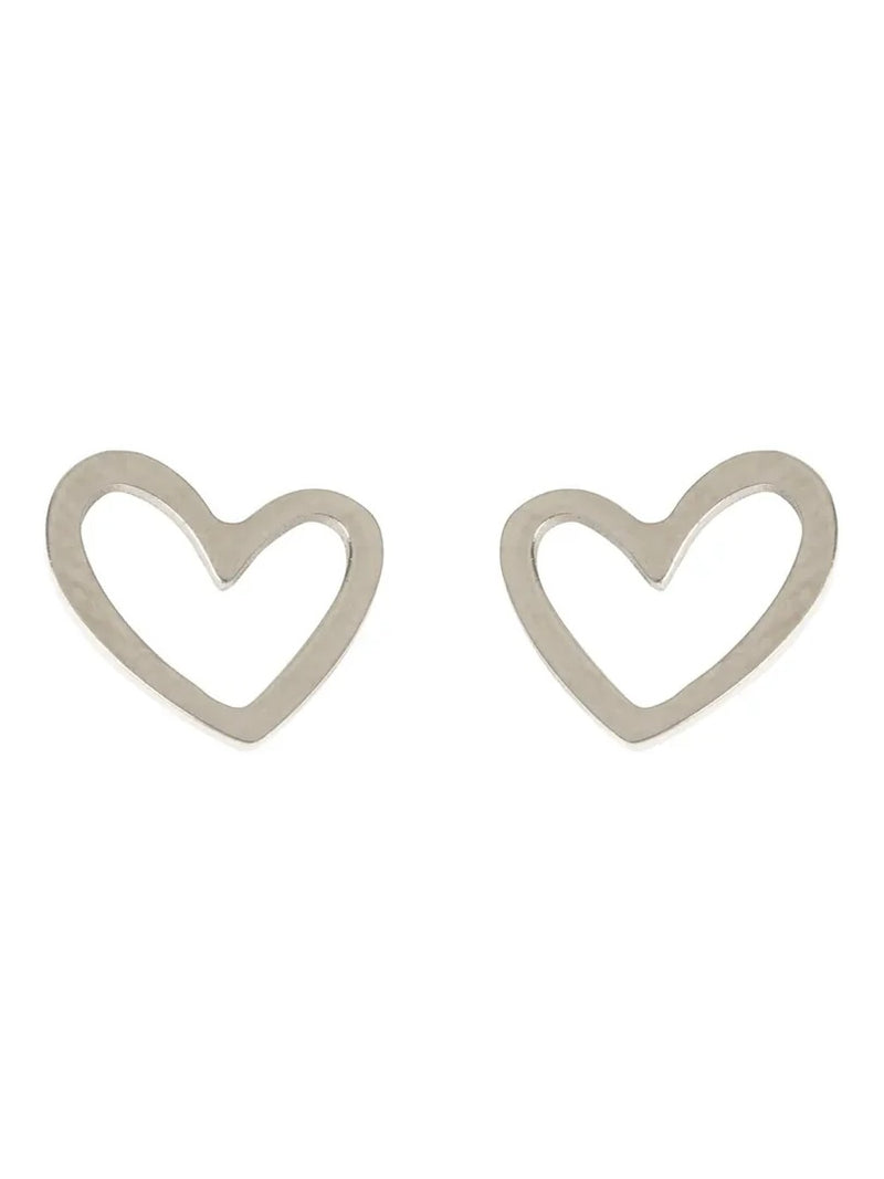 Sarah - Heart Outline Stud Earring Stainless Steel - Silver