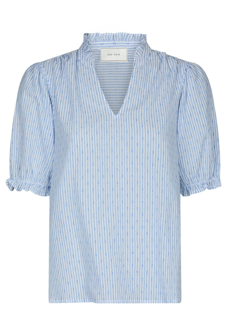 Odesa Dot Stripe Blouse, Light Blue