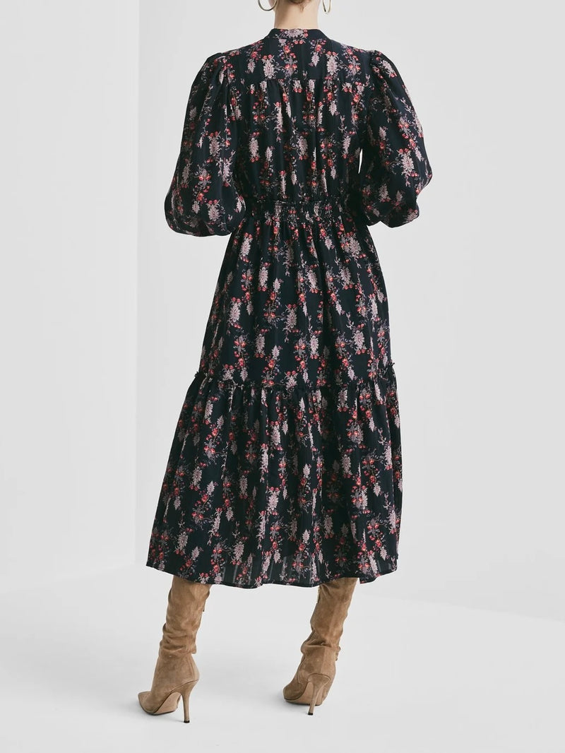 Bohemian Belt Dress, Midnight Paisley