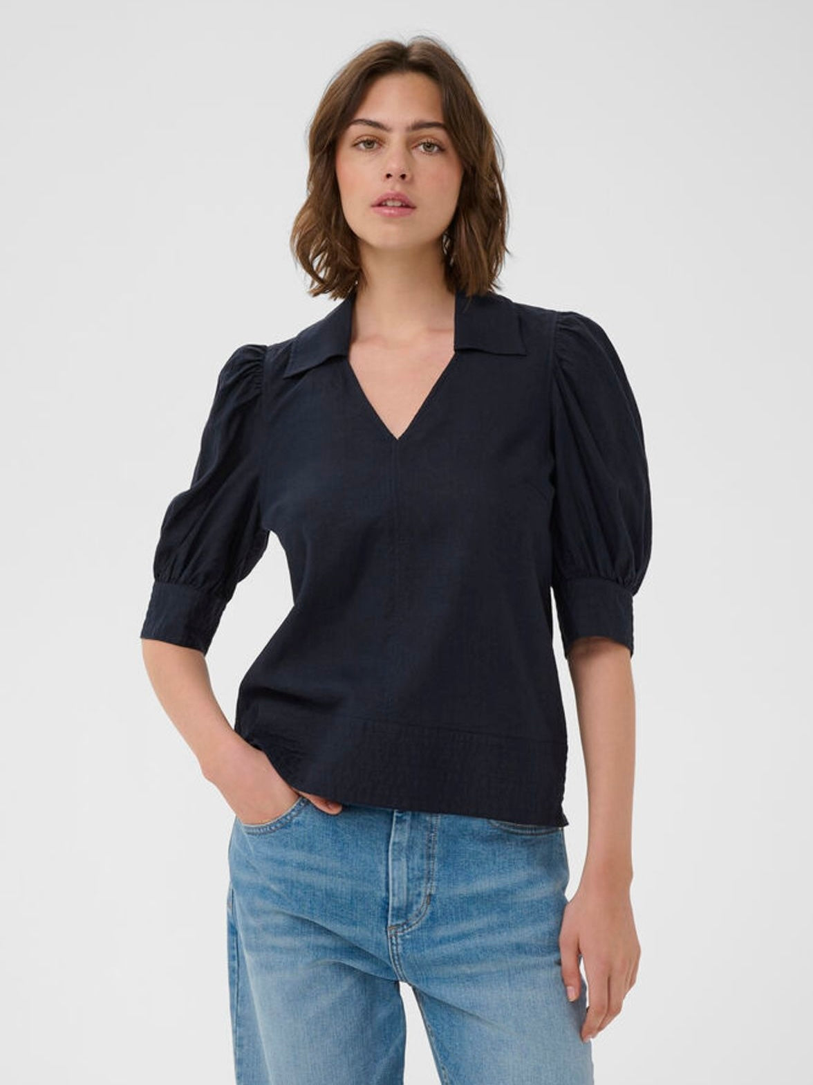 EDITH IW BLOUSE, Midnight Blue