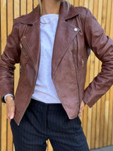 Biker Jacket, Cappuccino w/ gold