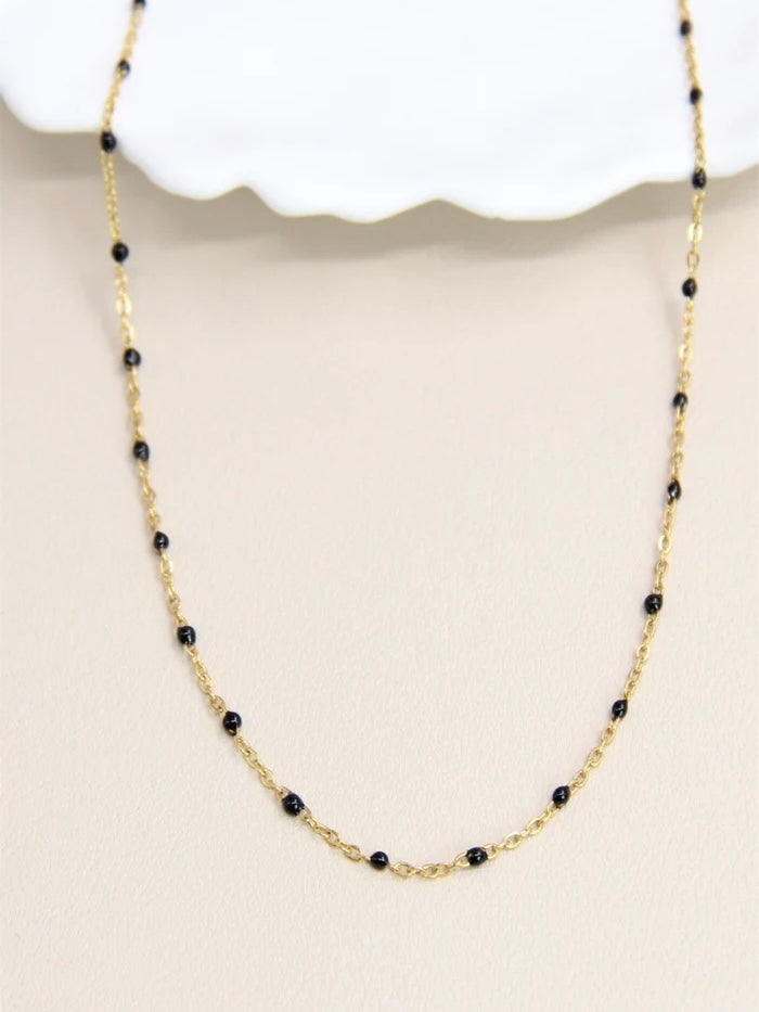 Necklace, small black beads