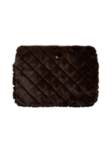 Faux Fur Quilted Mac Cover, Chocolate Brown