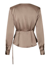Caprina Heavy Sateen Blouse, Taupe