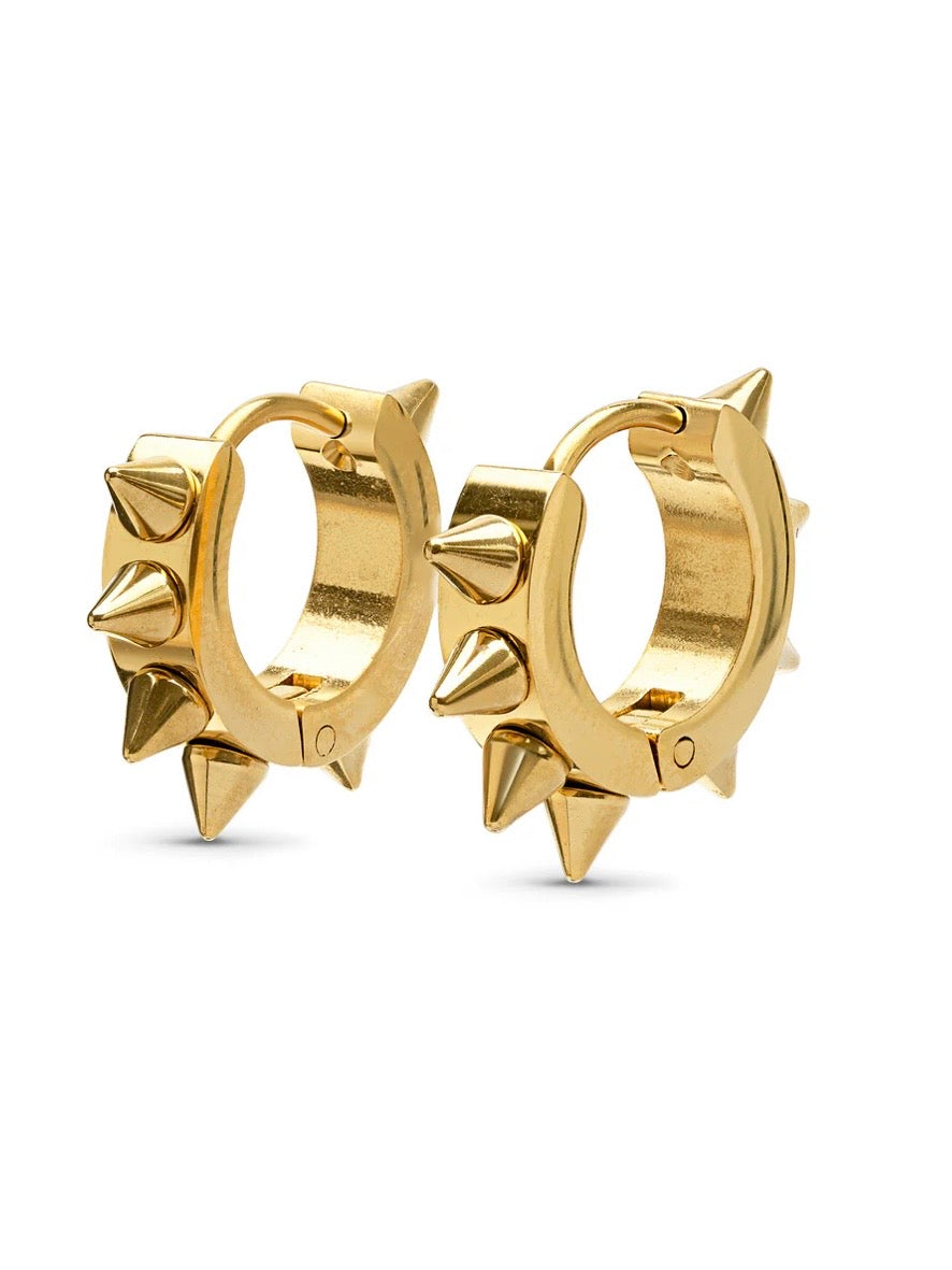 Elda - Spike Hoop Earrings Stainless Steel - Gold